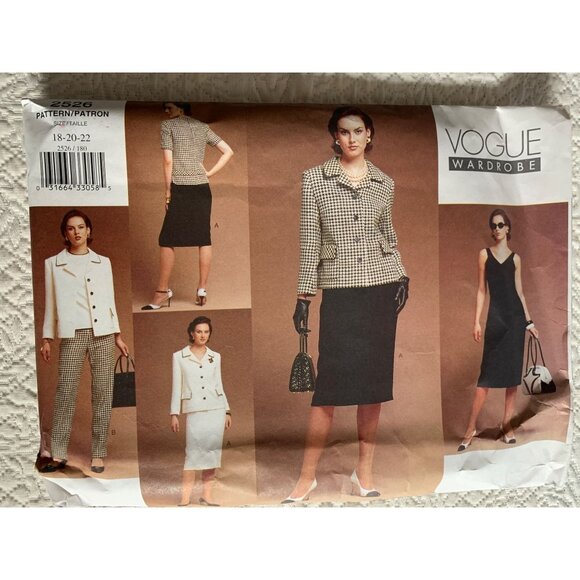 Vogue Misses Dress Jacket Top Skirt Pants Sewing Pattern 2526 Sz 18 - 22 - Uncut - Picture 8 of 9
